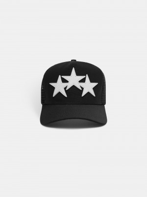 Amiri 3 Star Trucker Hat Cappelli Uomo Nere Bianche | 172934-CRL