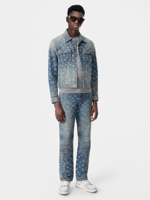 Amiri Bandana Jacquard Straight Jean Denim Uomo Indaco Scuro | 702165-GOE
