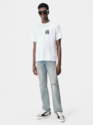 Amiri Bandana Repair Straight Jean Denim Uomo Indaco | 147928-GOU