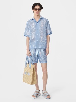 Amiri Bandana Watercolor Camp Shirt Camicie Uomo Cerulean | 671052-GQF