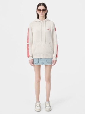 Amiri Bones Hoodie Maglieria Donna Alabaster | 437582-HXJ