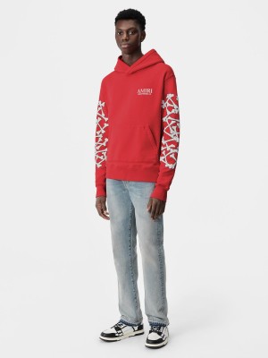 Amiri Bones Stacked Hoodie Felpe Uomo Rosse | 587430-SRU