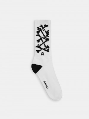 Amiri Bones Stacked Socks Calzini Uomo Bianche Nere | 652049-BYU