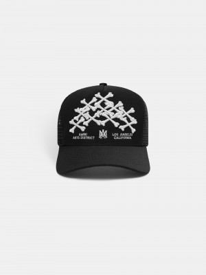Amiri Bones Stacked Trucker Hat Cappelli Uomo Nere | 329607-ERN