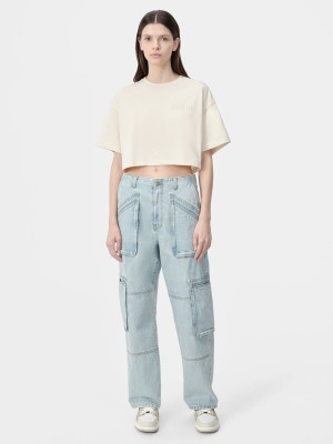 Amiri Embroidered Cropped Tee Magliette Donna Alabaster | 073569-BVC