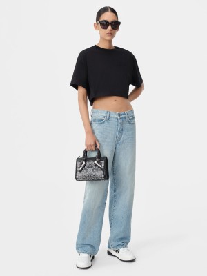 Amiri Embroidered Cropped Tee Magliette Donna Nere | 856132-XZV