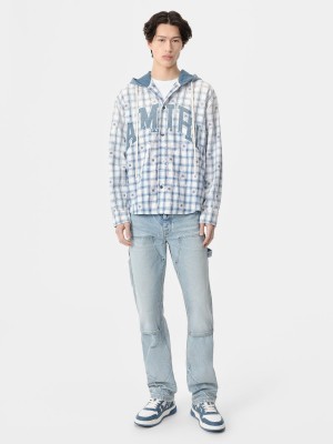 Amiri Hooded Overshirt Camicie Uomo Cerulean | 735681-WDG