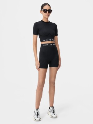Amiri Ma Ribbed Seamless Short Pantaloncini Donna Nere | 398620-WLQ