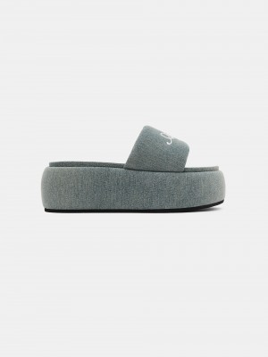Amiri Platform Denim Sandal Sandali Donna Indaco | 956873-BGK
